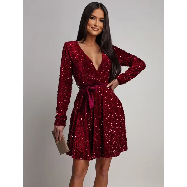 Stella flitteres bordó mini ruha