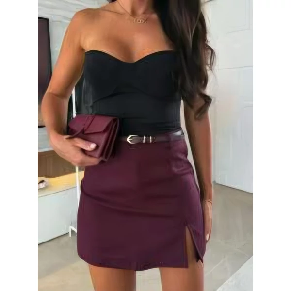 Marta bordó elegáns  rövid nadrág