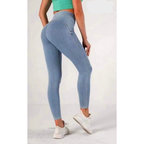 Push up hatású világoskék farmer  leggings