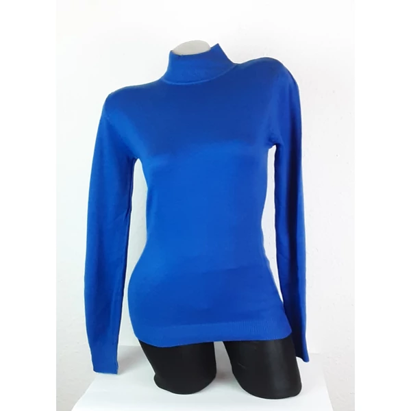 Állónyakú királykék kötött felső