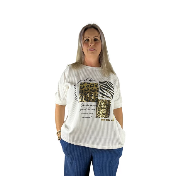 Fehér kordbársony laza felső