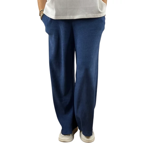 Bő szabású farmerkék kordbársony nadrág 