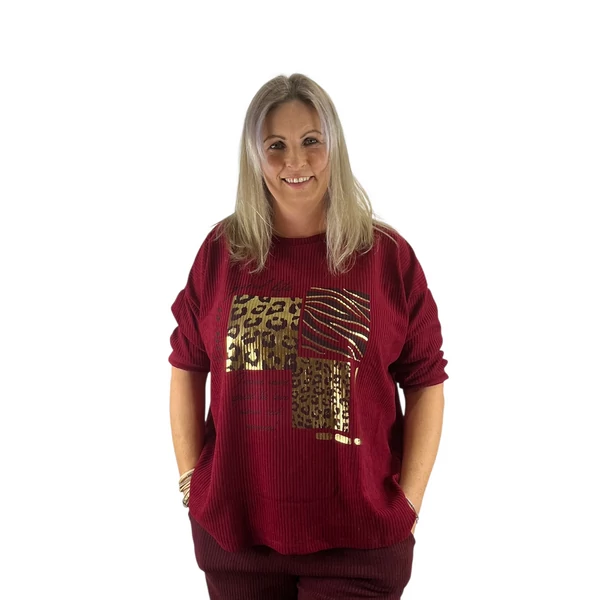 Borvörös kordbársony laza felső