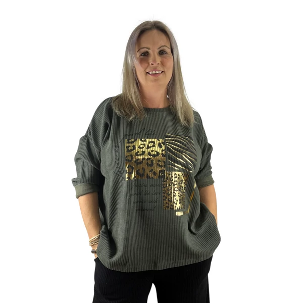 Khakizöld laza felső