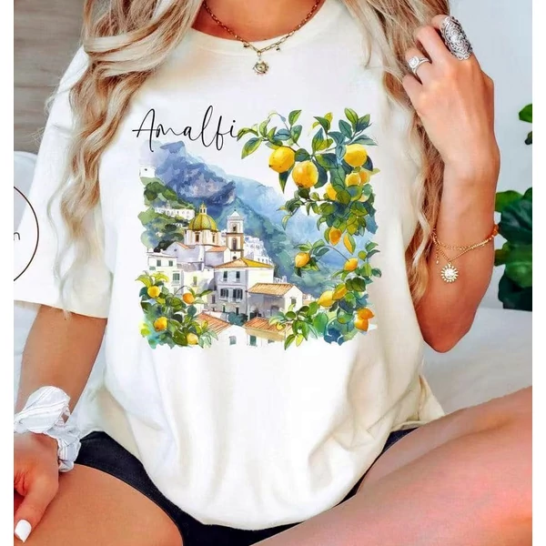 Amalfi felíratos, fehér póló