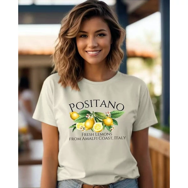 Positano felíratos, fehér póló