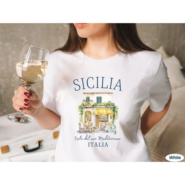 Sicilia feliratos, fehér póló