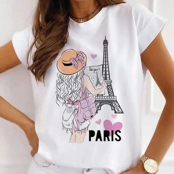 Eiffel tornyos, fehér póló