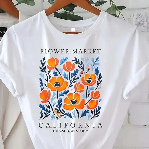 Flower market mintás fehér póló