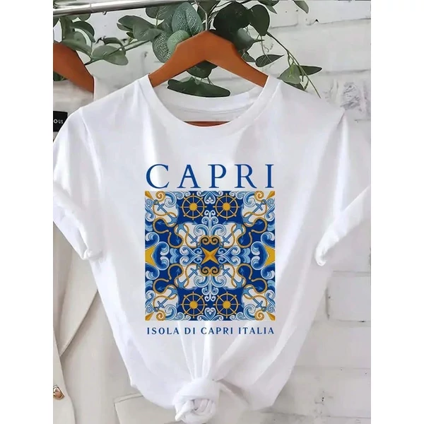 Capri mintás fehér póló