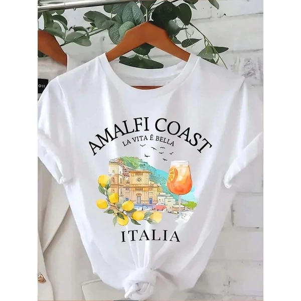 Amalfi Coast felíratos, fehér póló