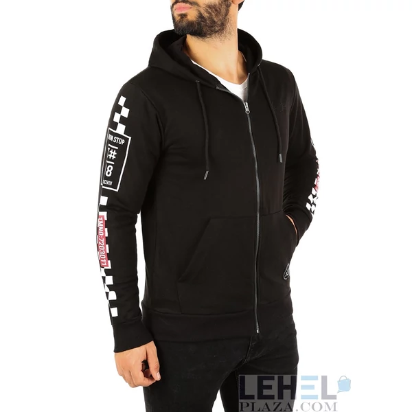 Fekete kapucnis sportos pulóver