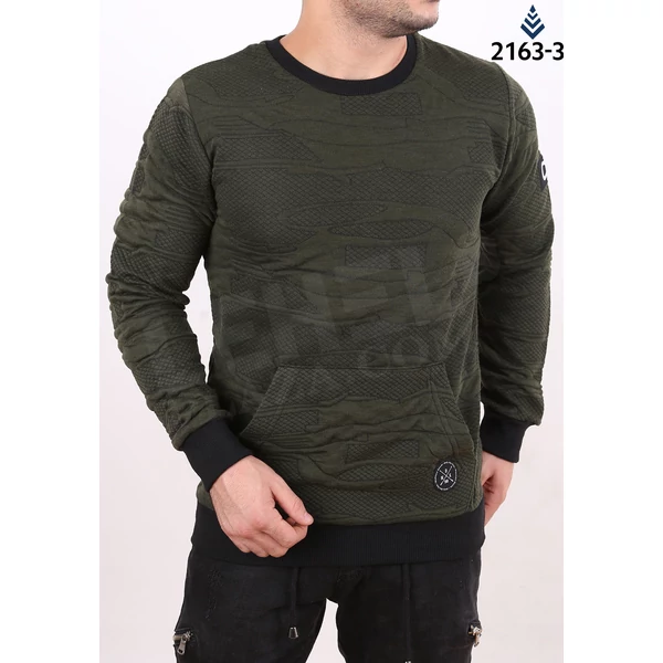 Madmext-Kerek nyakú khaki pulóver