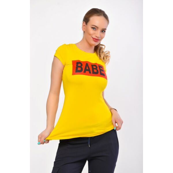 BABE  nyomott mintás  sárga póló