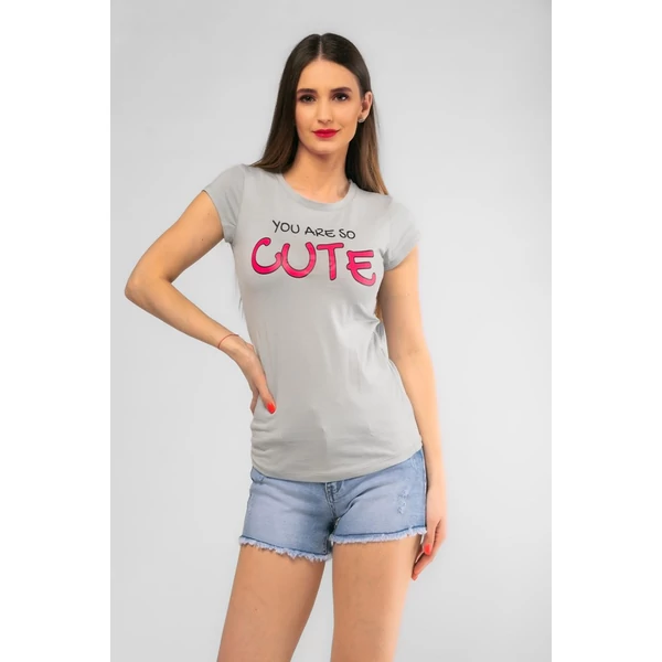 Cute nyomatos szürke póló