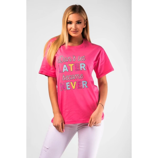 Pink,nyomott mintás bő felső