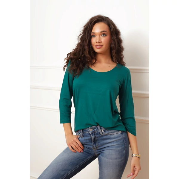 Kereknyakú sötétzöld felső