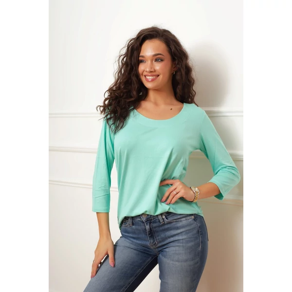 Kereknyakú mentazöld felső