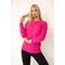 Egyedi kötésmintájú pink pulóver