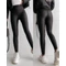 Push up hatású fekete műbőr leggings